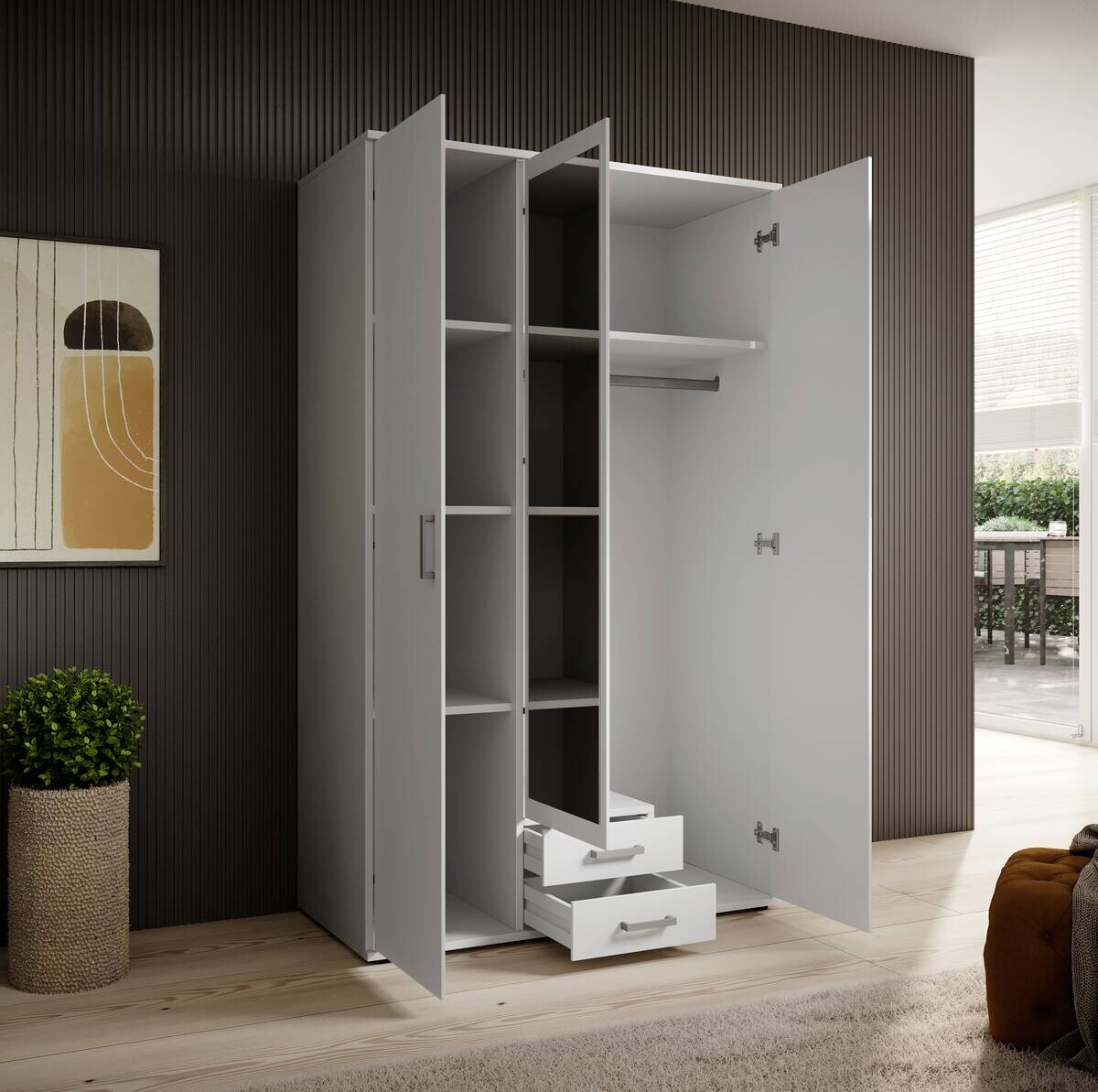 Kleiderschrank Karl weiß B/H/T: ca. 120x195x55 cm