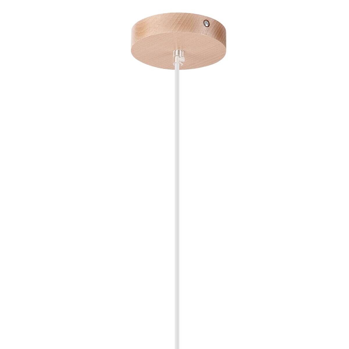 Lamkur Pendelleuchte weiß Holz B/H/L: ca. 37x23x37 cm E27 1 Brennstellen