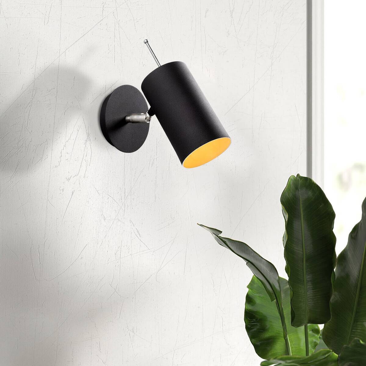 Opviq Wandleuchte schwarz nickel Metall B/H/L: ca. 22x23x9 cm E27 1 Brennstellen