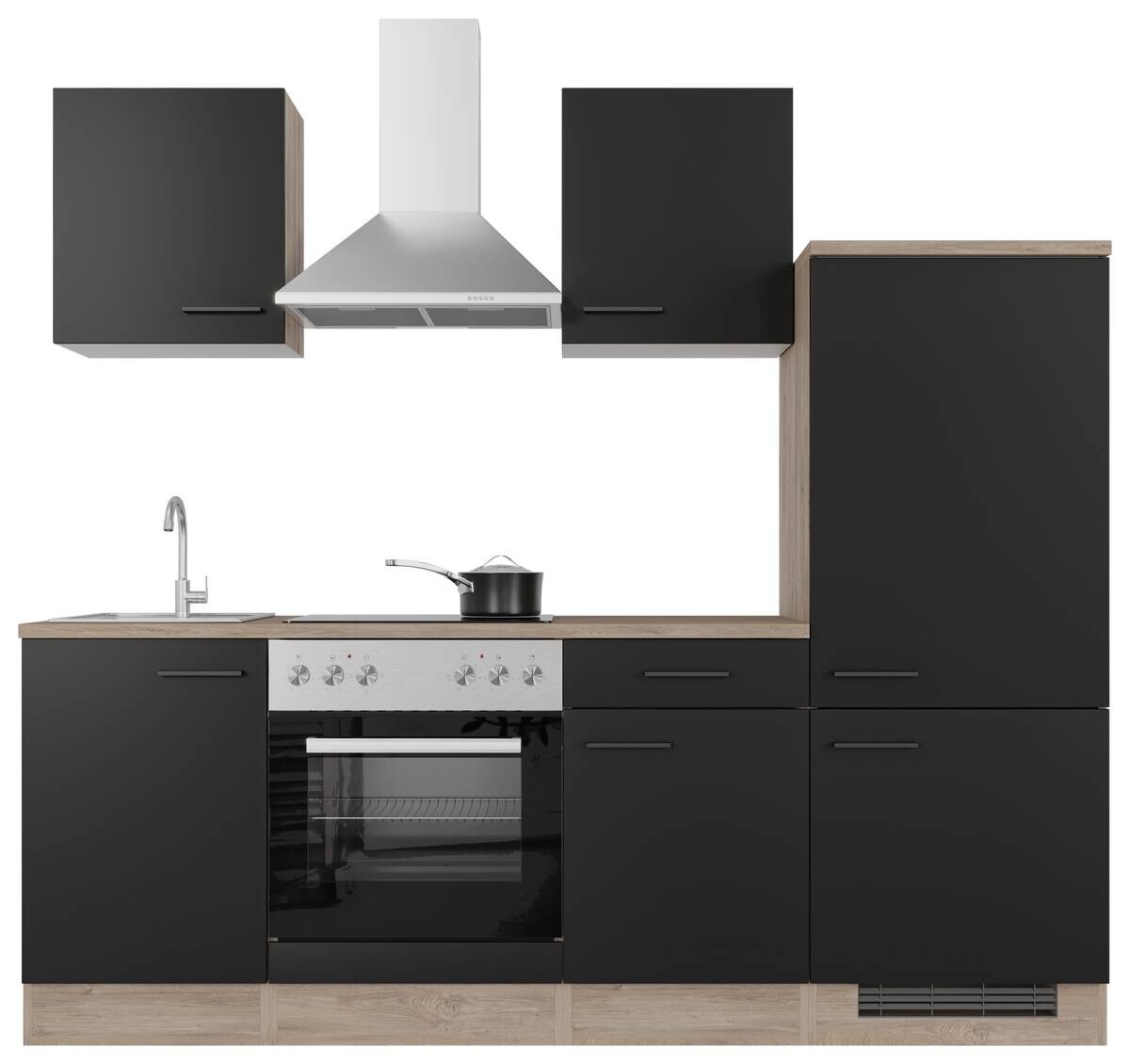 Küchenblock Capri schwarz matt B/H/T: ca. 220x200x60 cm