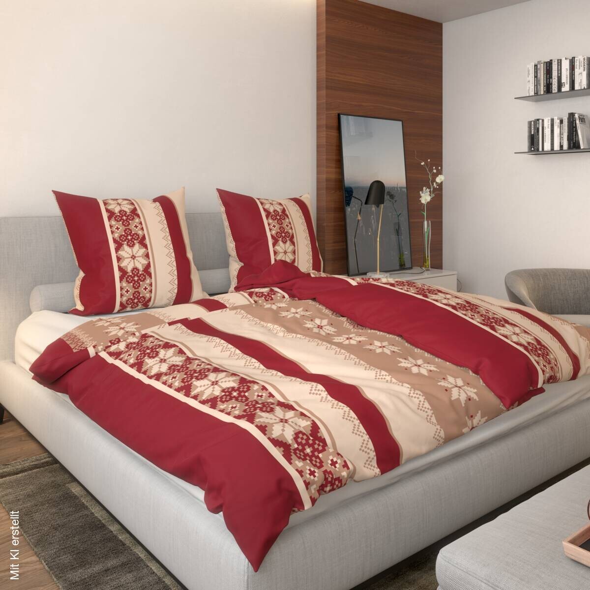 Microfaser Bettwäsche Fleece rot 100% Polyester B/L: ca. 135x200 cm