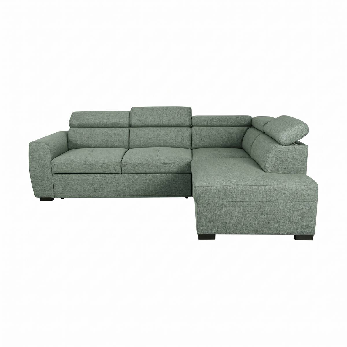 Ecksofa mit Bettfunktion und Bettkasten salbei Webstoff B/H/T: ca. 245x184x87 cm
