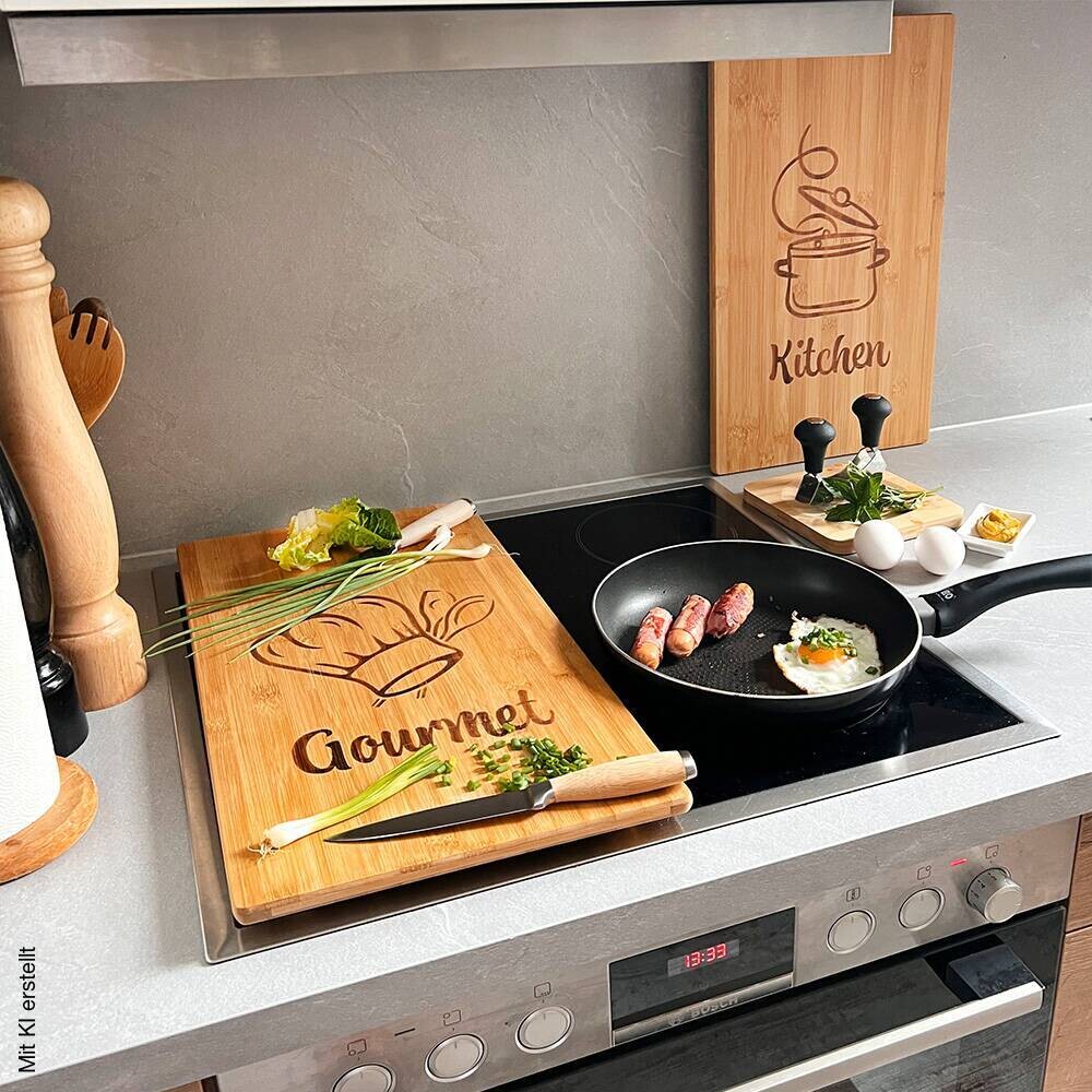 Kesper Herdabdeckplatte braun Bambus B/H/L: ca. 28x2,8x50 cm