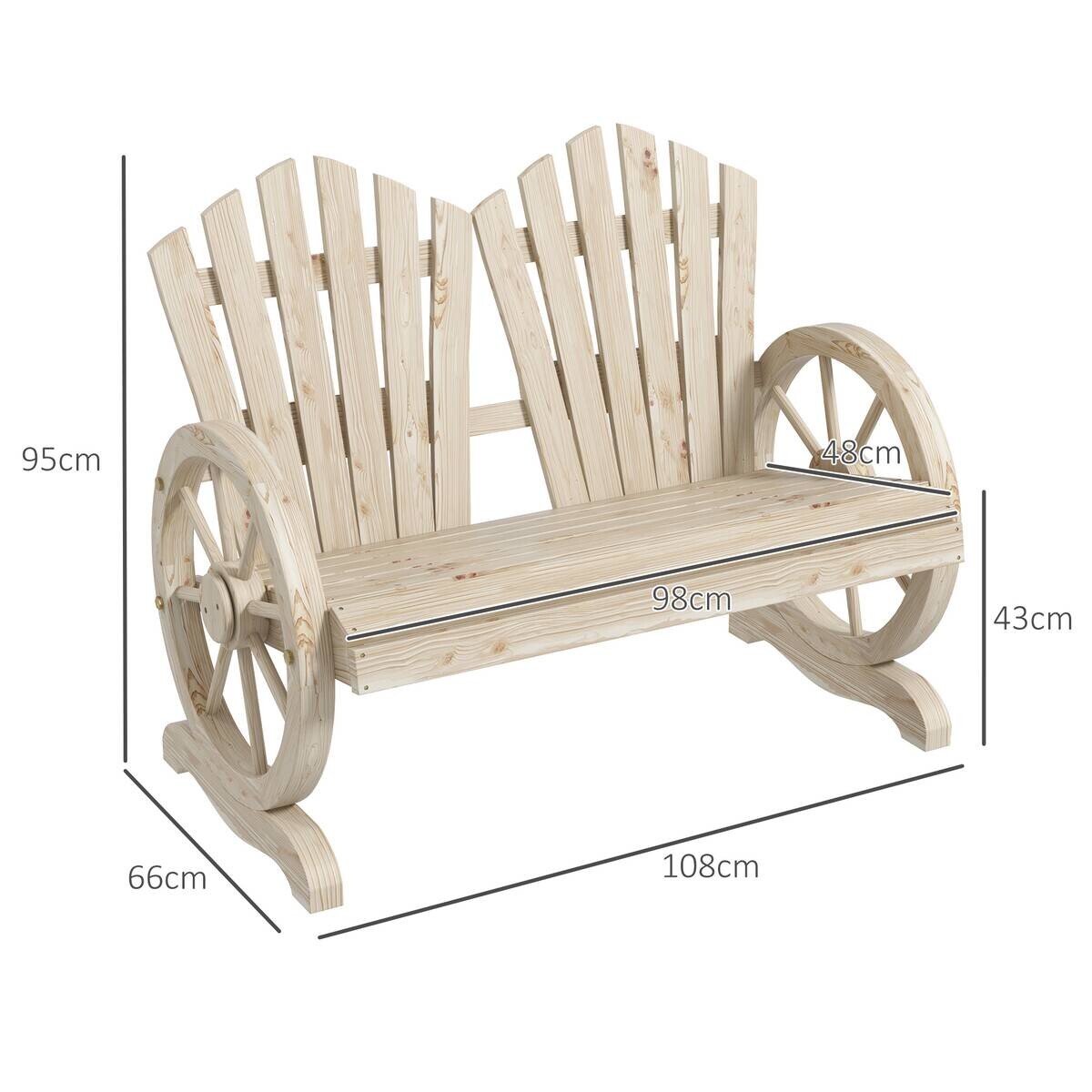 Outsunny Gartenbank natur Polypropylen B/H/L: ca. 66x108x95 cm