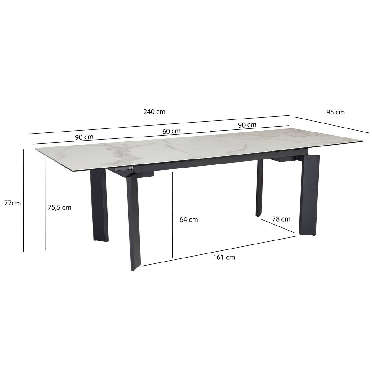 Esstisch weiß Marmor Optik B/H/T: ca. 180x77x95 cm