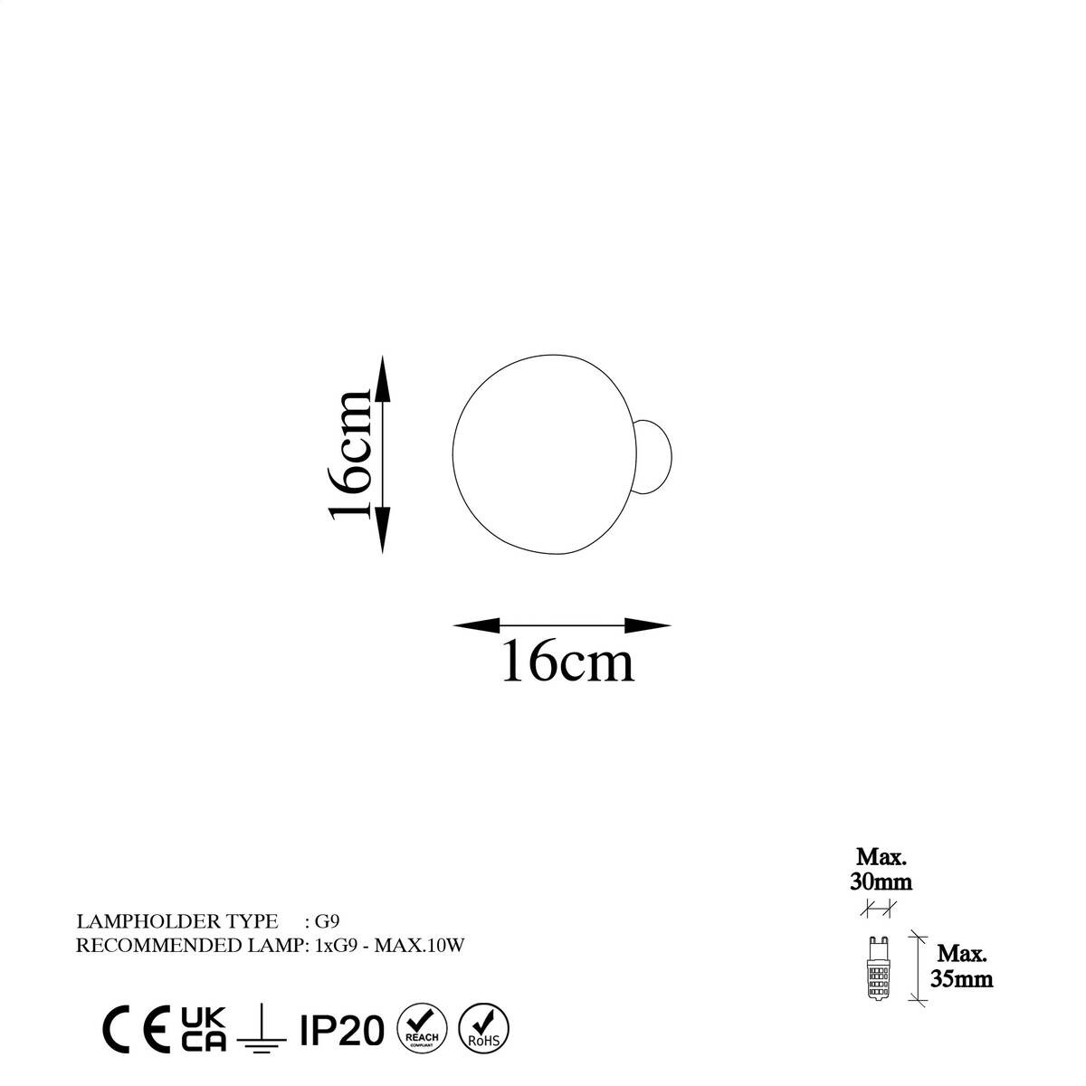 Opviq Wandleuchte Fungal gold Metall B/H/T/L/D: ca. 16x16x16x16x16 cm G9 1 Brennstellen