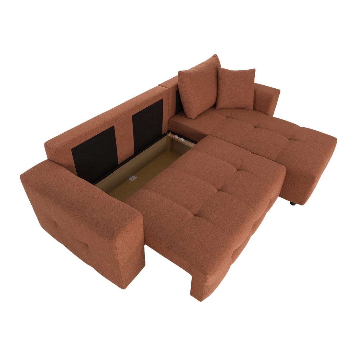 Ecksofa mit Bettfunktion und Bettkasten terracotta Webstoff B/H/T: ca. 247x83x162 cm