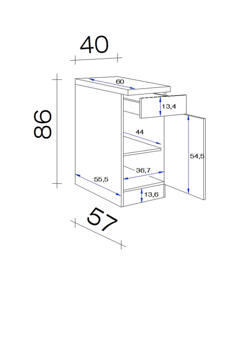 Unterschrank Elva anthrazit B/H/T: ca. 40x86x60 cm