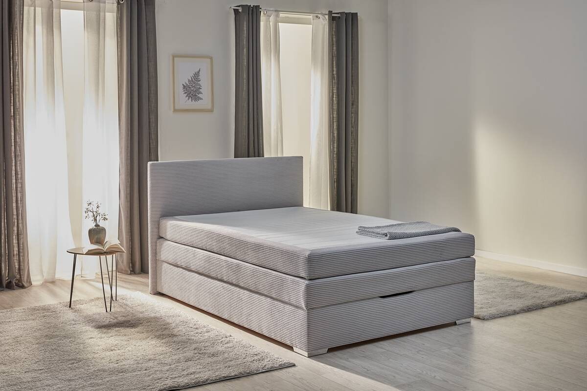 Boxspringbett Porto grau Liegefläche B/L: ca. 140x200 cm