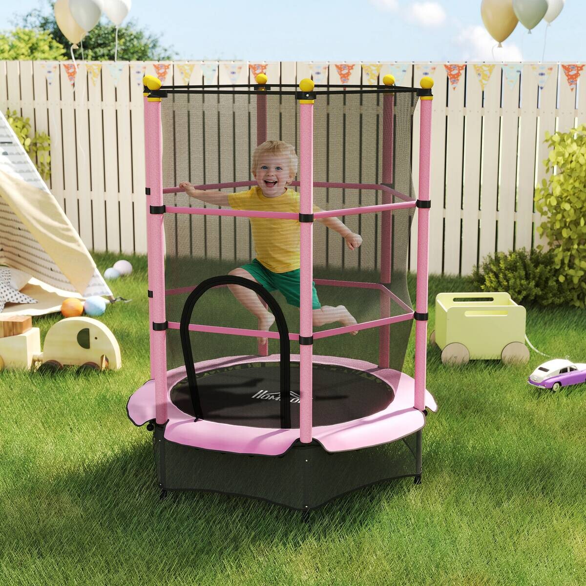 HOMCOM Kindertrampolin rosa B/H/L: ca. 140x190x140 cm
