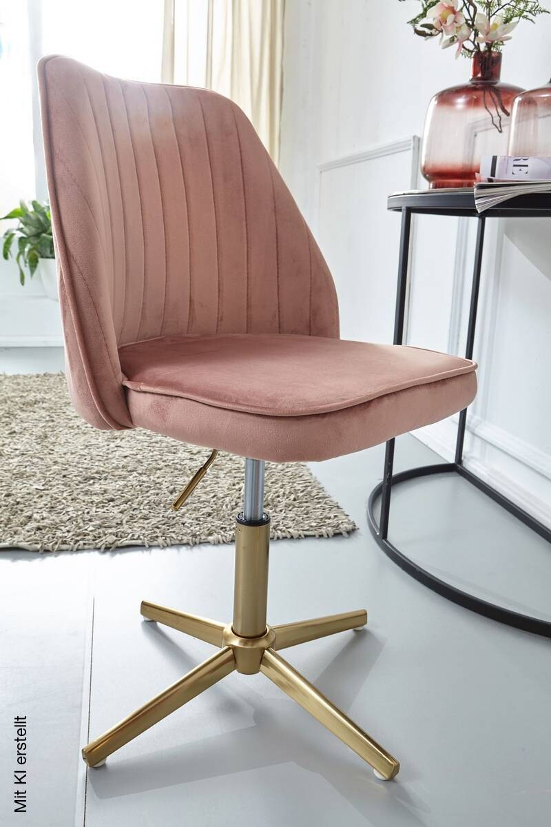 Drehstuhl rosa gold Stoff Eisen