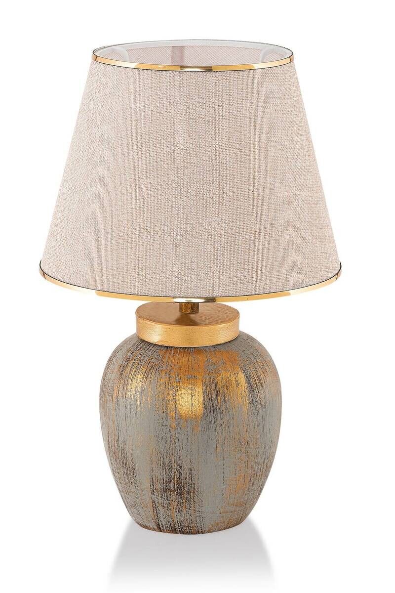 Opviq Tischleuchte gold creme Keramik B/H/L: ca. 30x47x30 cm E27 1 Brennstellen