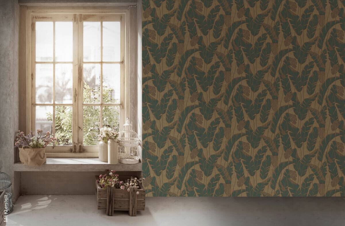 A.S.Creation Vliestapete grün beige schwarz B/H/D: ca. 53x1005x9,4 cm