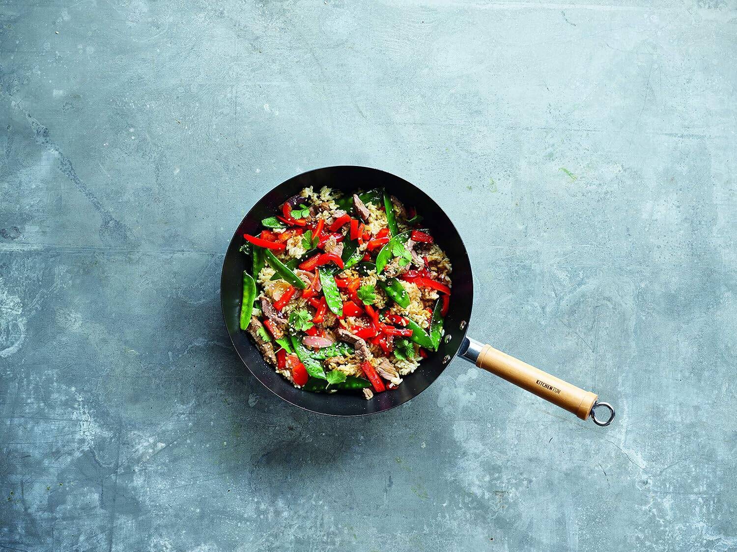 Kitchen Fun Wok-Pfanne schwarz Stahl