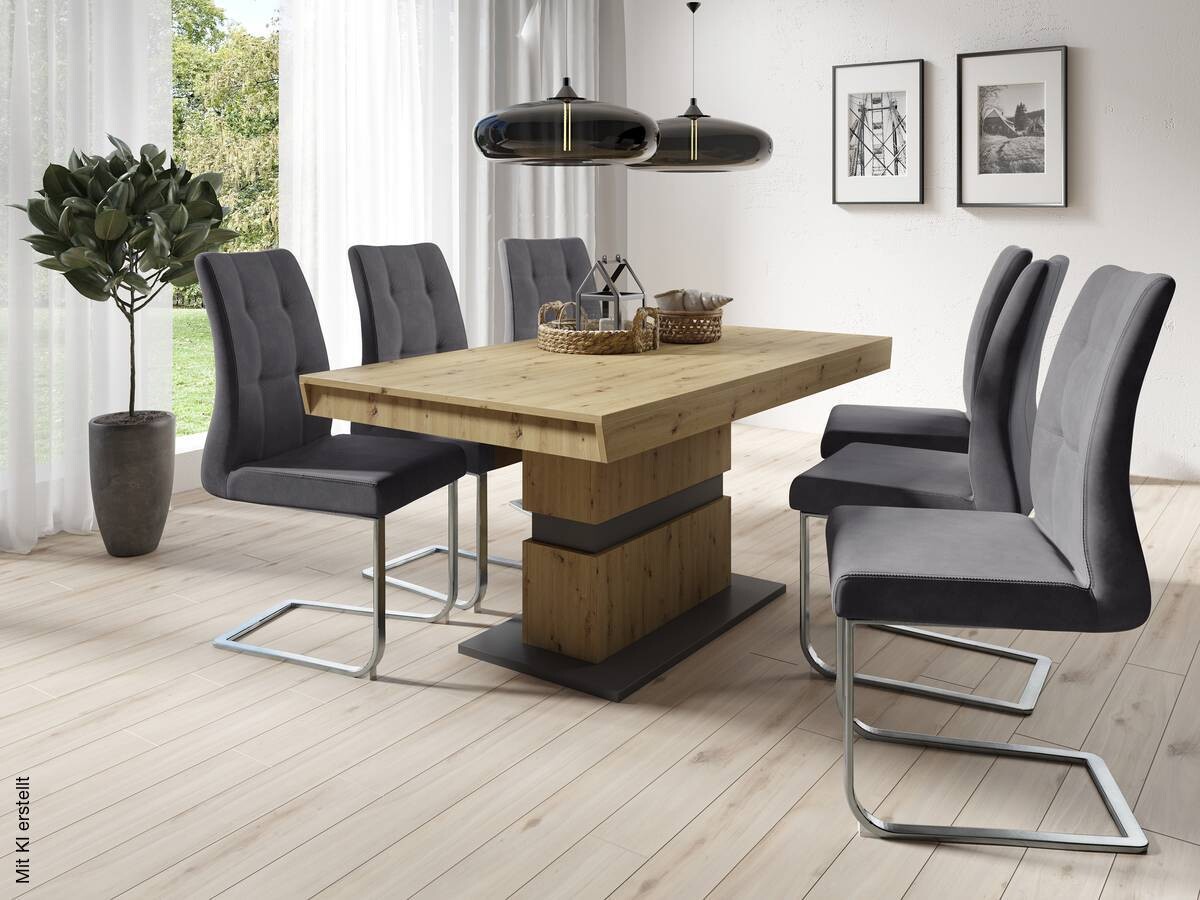 Tisch MATTHEW Eiche Nachbildung anthrazit B/H/T: ca. 160x75x90 cm