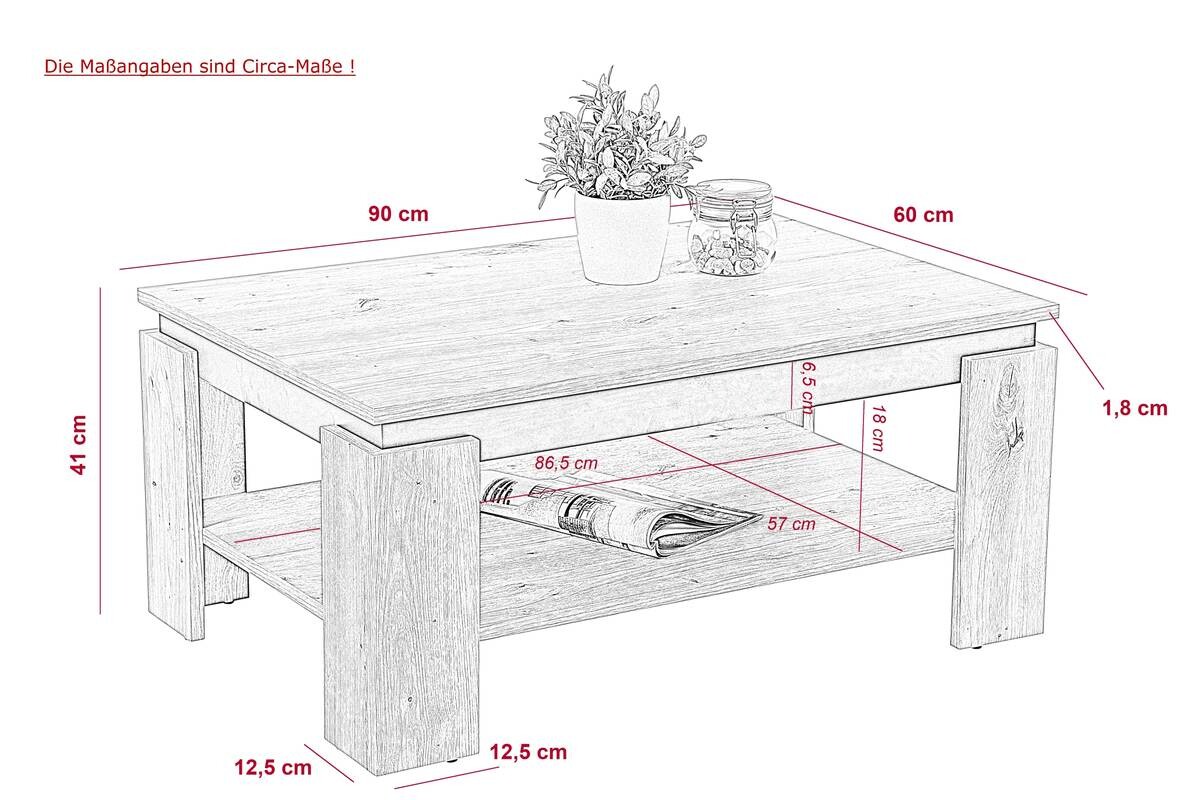 Couchtisch TIM II B/H/T: ca. 90x41x60 cm