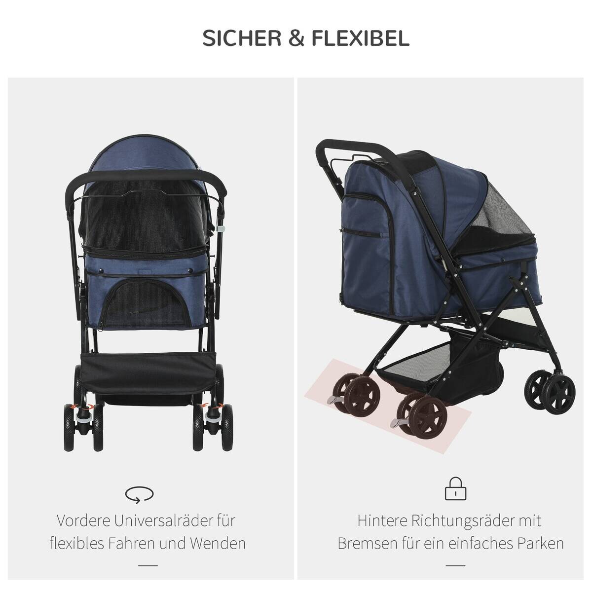 PawHut Hunde-Zubehör blau Polyester B/H/L: ca. 52x76,5x95 cm
