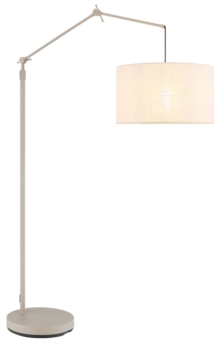 GLOBO Stehleuchte sand beige Metall Leinen B/H/L: ca. 40x200x112 cm E27 1 Brennstellen