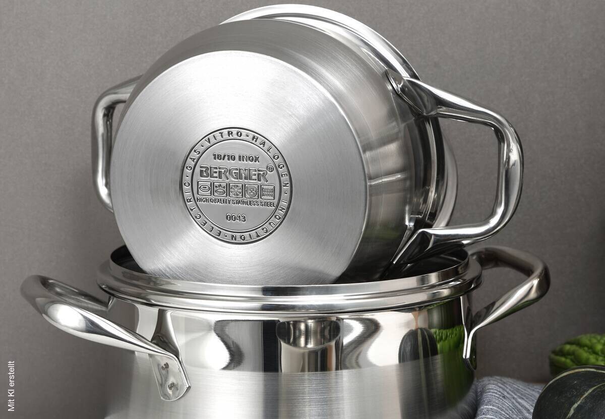 BERGNER Kasserolle GOURMET silber Edelstahl B/H/L: ca. 17,6x11,7x25,3 cm