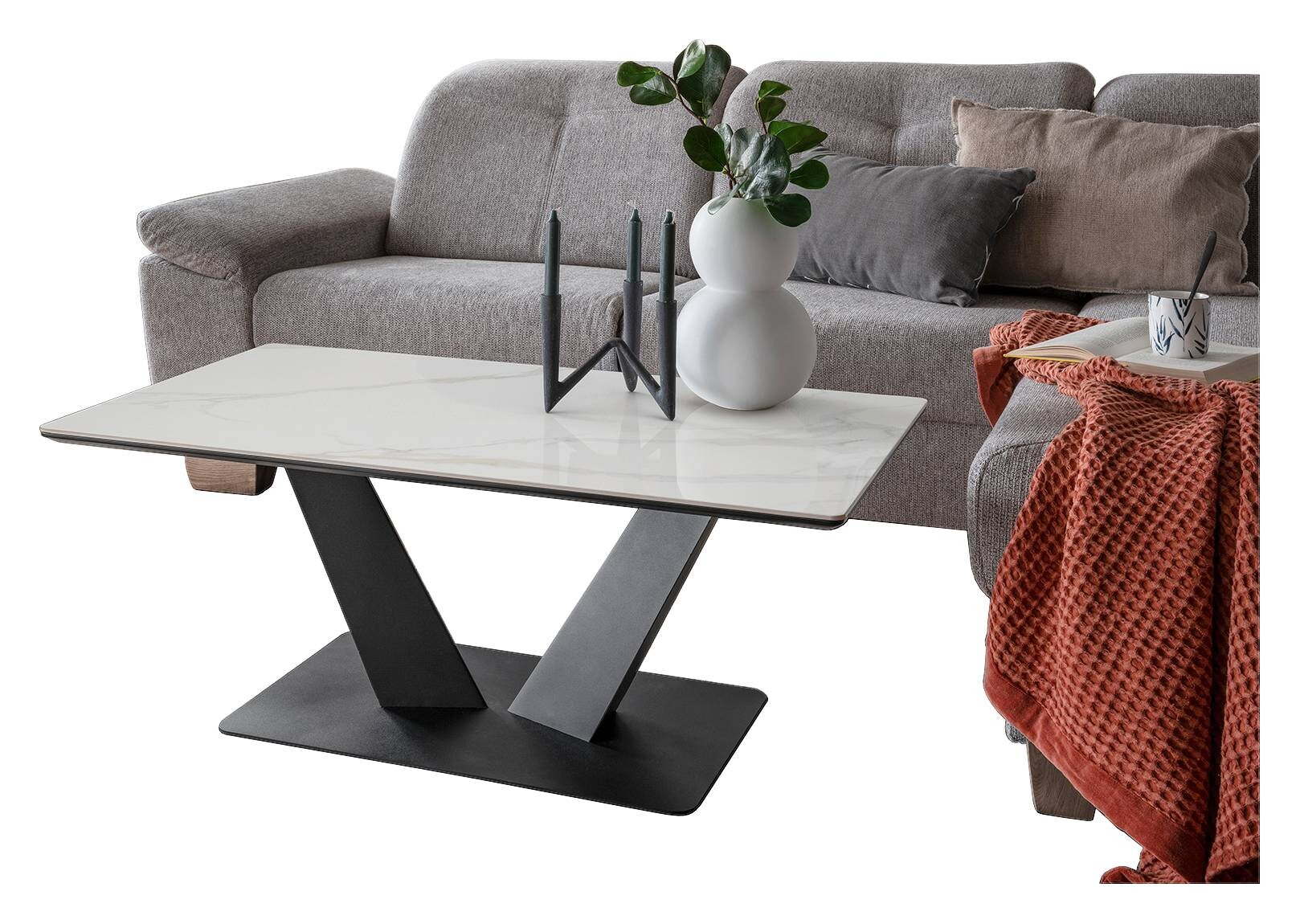 Couchtisch Amelie weiß hell Hochglanz B/H/T: ca. 110x42x60 cm