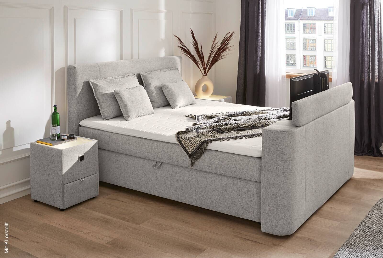Boxbett grau Liegefläche B/L: ca. 180x200 cm