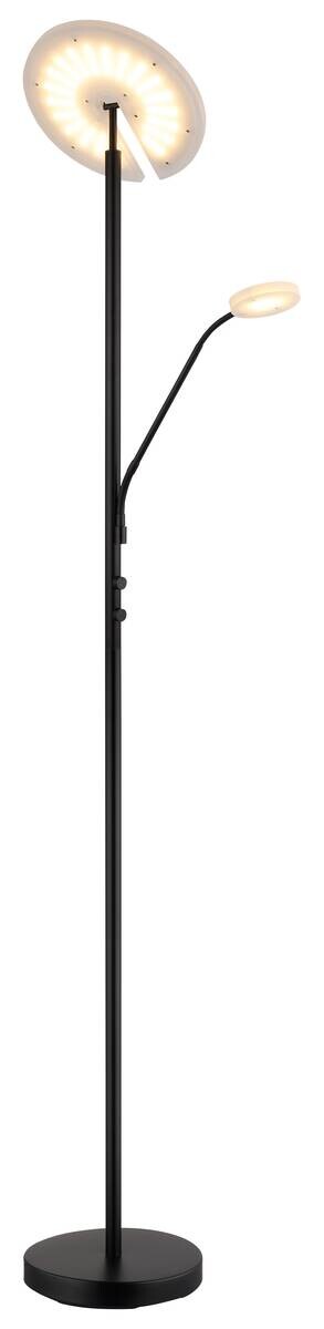 GLOBO Deckenfluter mattschwarz Satiniert Metall Acryl H/D: ca. 180x30 cm 2 Brennstellen