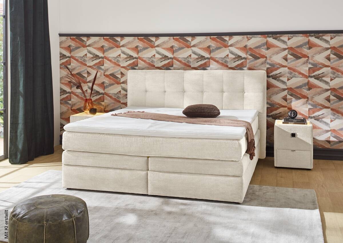Boxspringbett beige Liegefläche B/L: ca. 180x200 cm