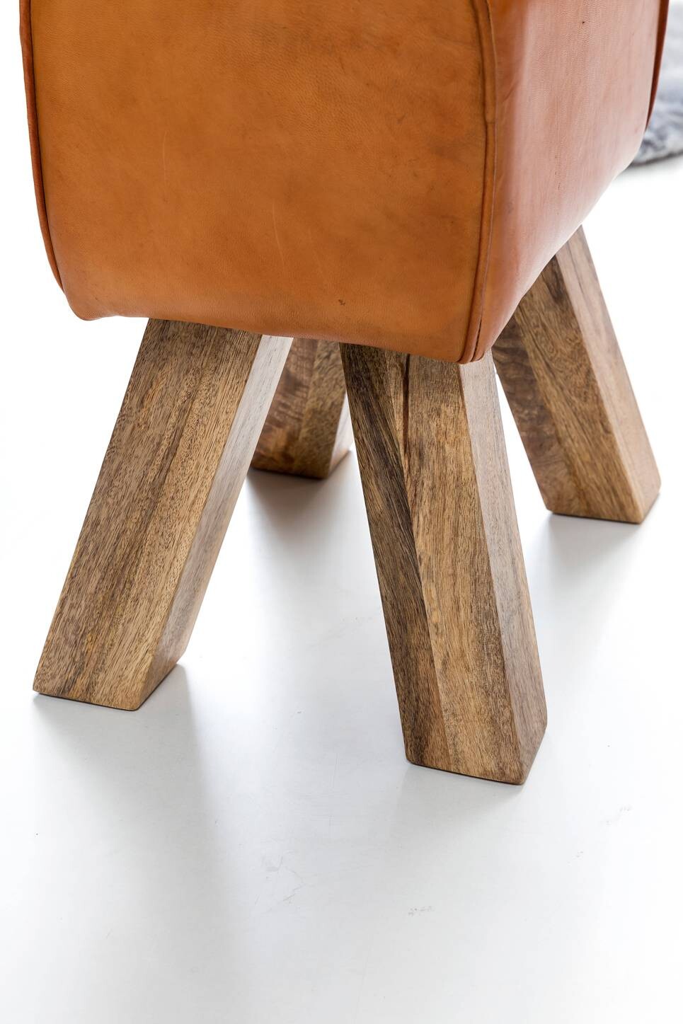 Wohnling Sitzbank braun natur Leder Echtholz