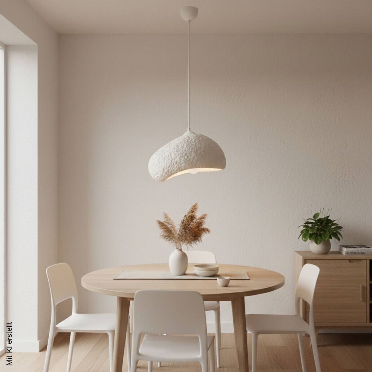 Opviq Pendelleuchte weiß Fiberglas Metall B/T/L: ca. 32x27x32 cm E27 1 Brennstellen