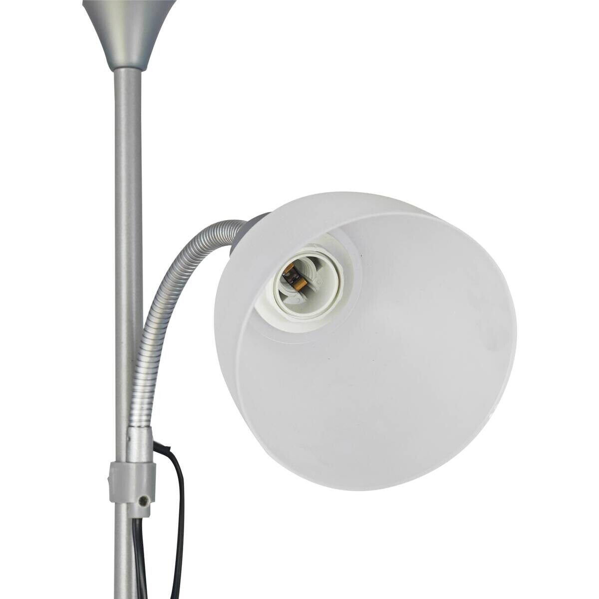 Sensation Stehlampe Biro Promo silber weiß Metall Kunststoff H: ca. 180 cm E27 2 Brennstellen