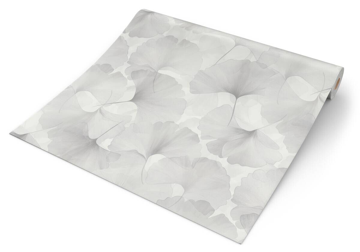 Vliestapete Blätter silber weiß B/L: ca. 53x1005 cm glitzernd