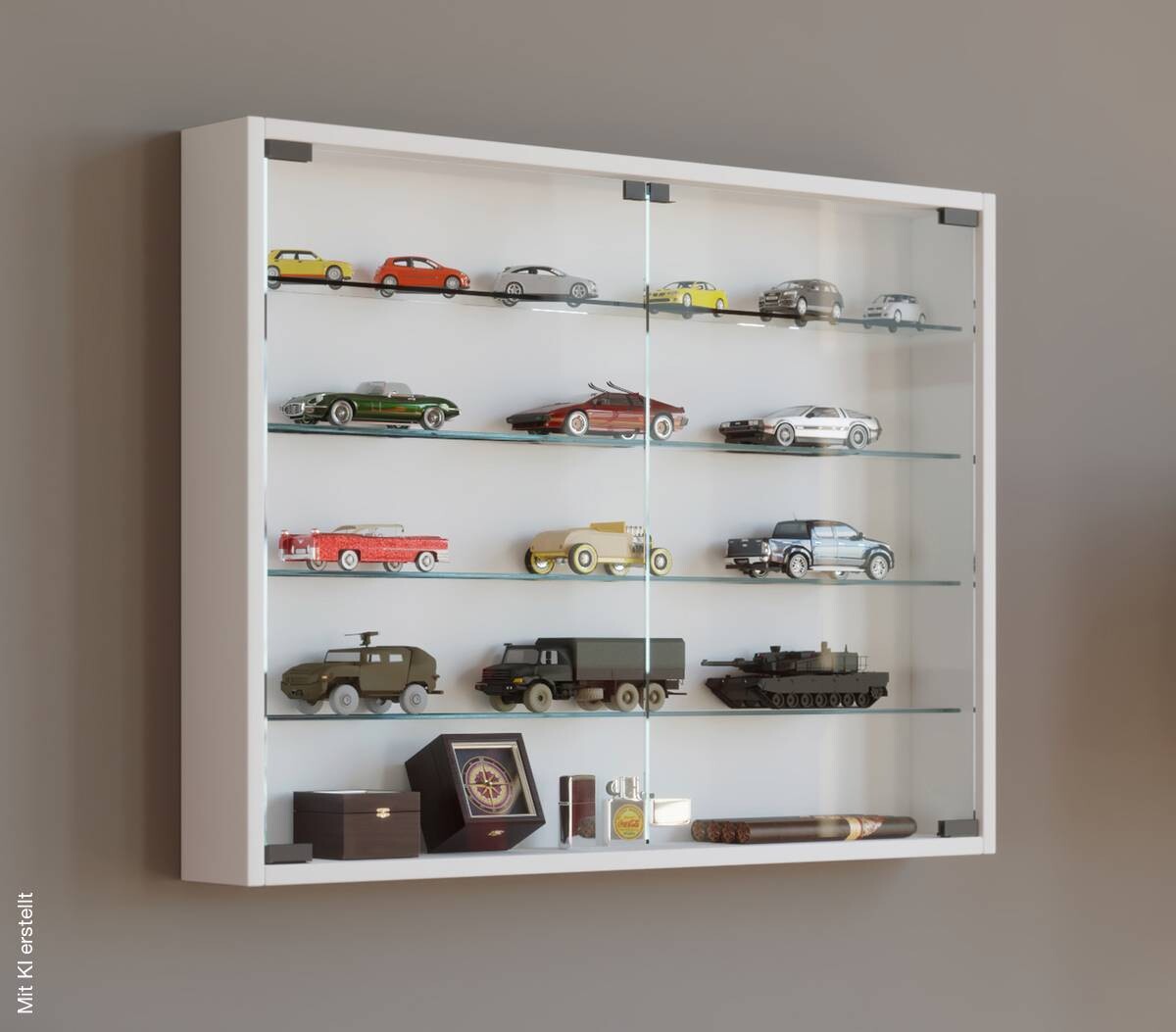 Vitrine Mandosa L weiß Holzwerkstoff Glas B/H/T: ca. 80x60x10 cm