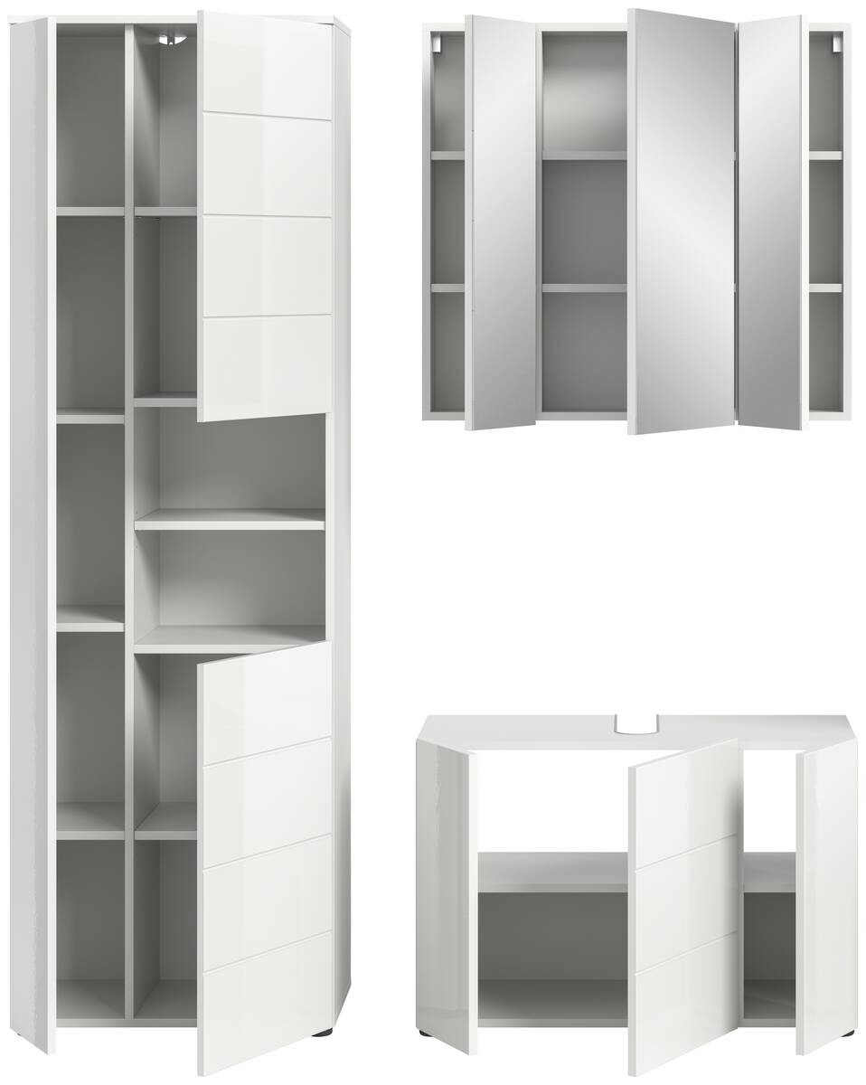 Badezimmer-Set VIRA weiß weiß Hochglanz B/H/T: ca. 157x190x34 cm