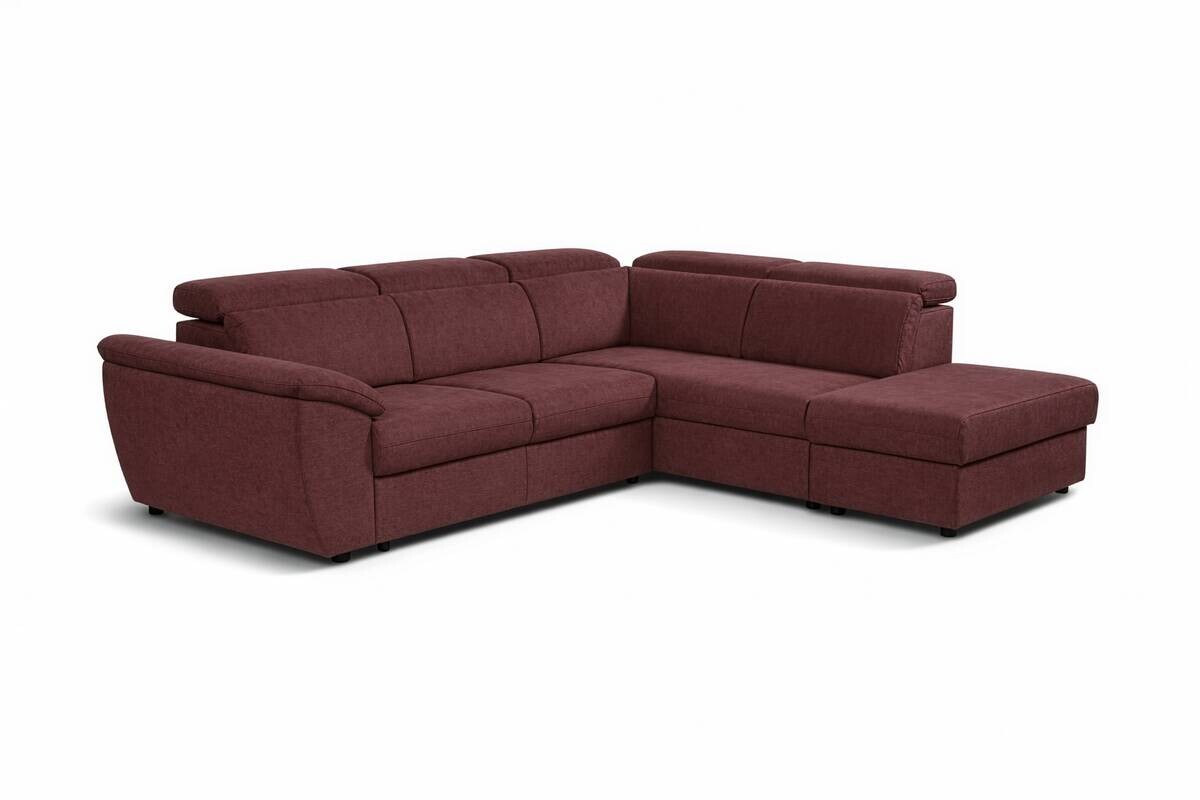 Ecksofa mit Bettfunktion und Bettkasten rostrot Flachgewebe B/H/T: ca. 280x108x235 cm