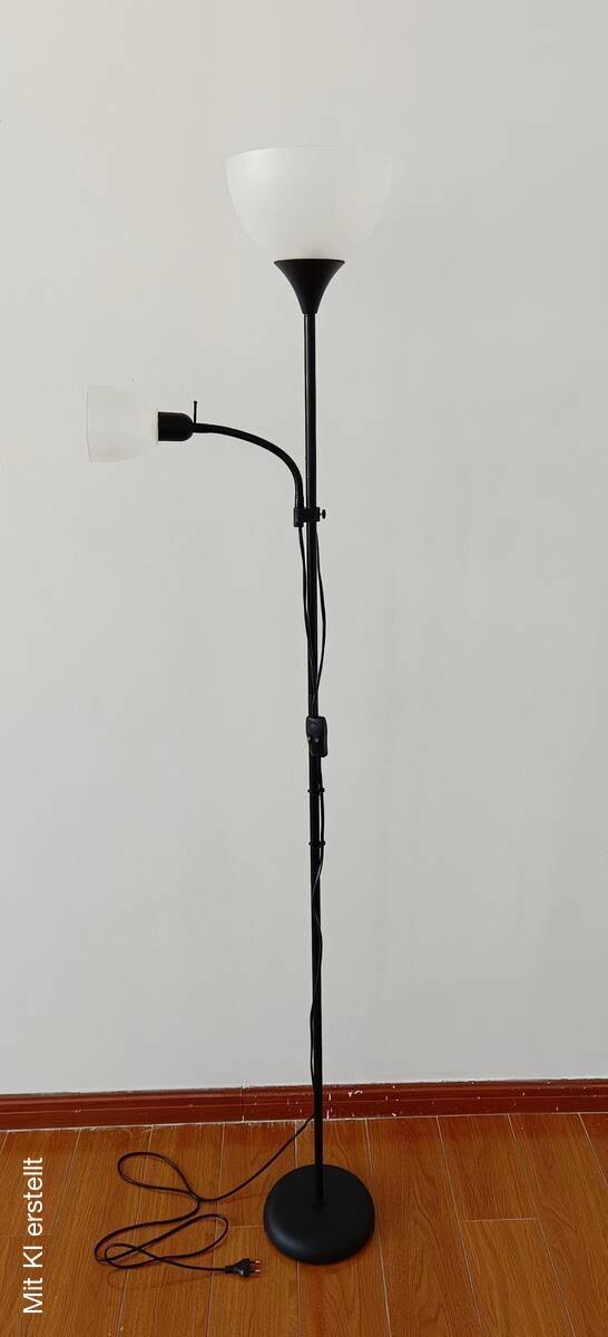 Sensation Stehlampe Biro Promo schwarz weiß Metall Kunststoff H: ca. 180 cm E27 2 Brennstellen