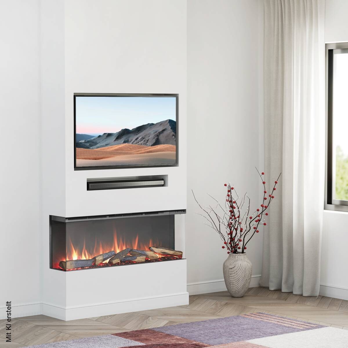 Balderia Elektrischer-Kamin EF408A Athena 44" schwarz B/H/T: ca. 113x50x21 cm ca. 1500 W