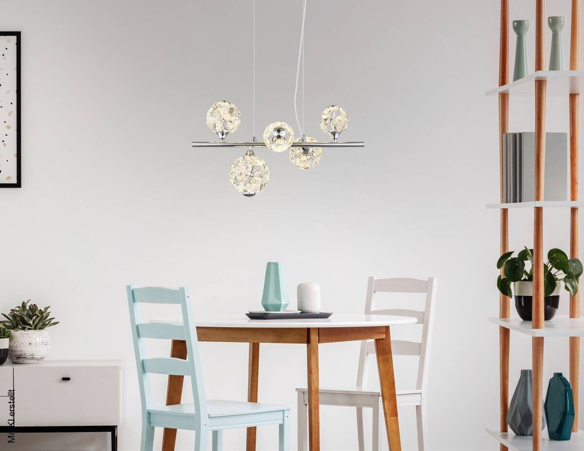 GLOBO Pendelleuchte klar Chrom Metall B/H/T/L: ca. 30x120x50x50 cm 1 Brennstellen