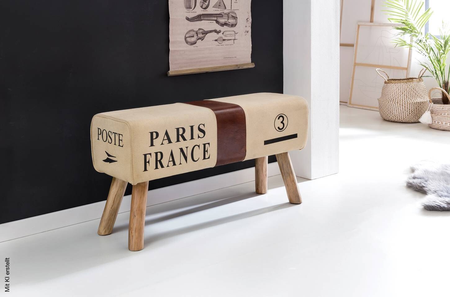 Wohnling Sitzbank beige B/H/T: ca. 91x51x30 cm