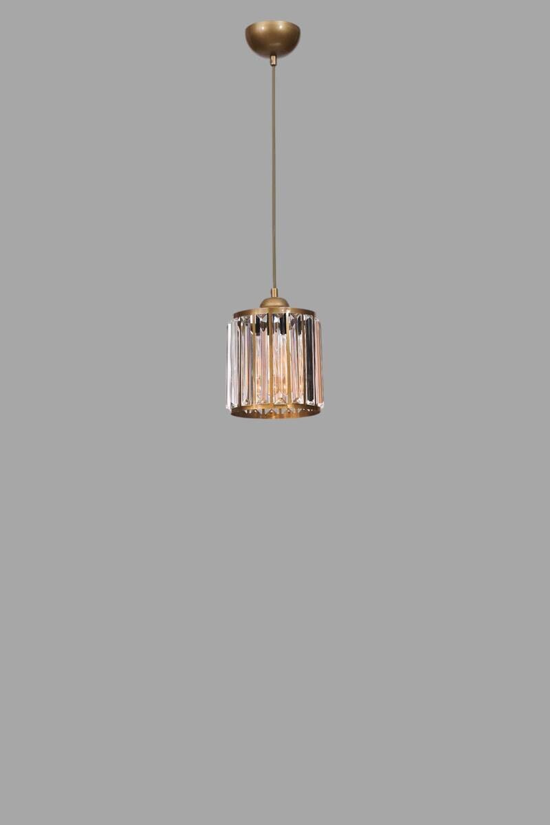 Pendelleuchte gold Glas Metall B/H/L/D: ca. 13x80x13x13 cm E27 1 Brennstellen