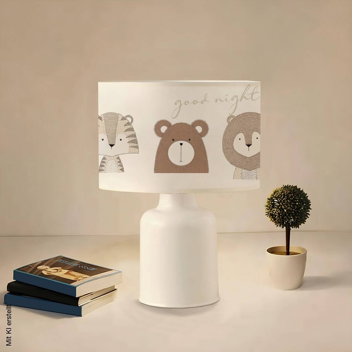 Tischleuchte mehrfarbig Kunststoff Stoff B/H/L/D: ca. 24x32x24x24 cm E27 1 Brennstellen