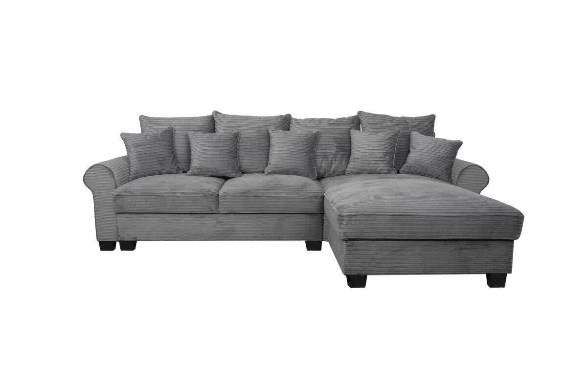 Ecksofa mit Bettfunktion und Bettkasten grau Microfaser B/H/T: ca. 293x96x178 cm