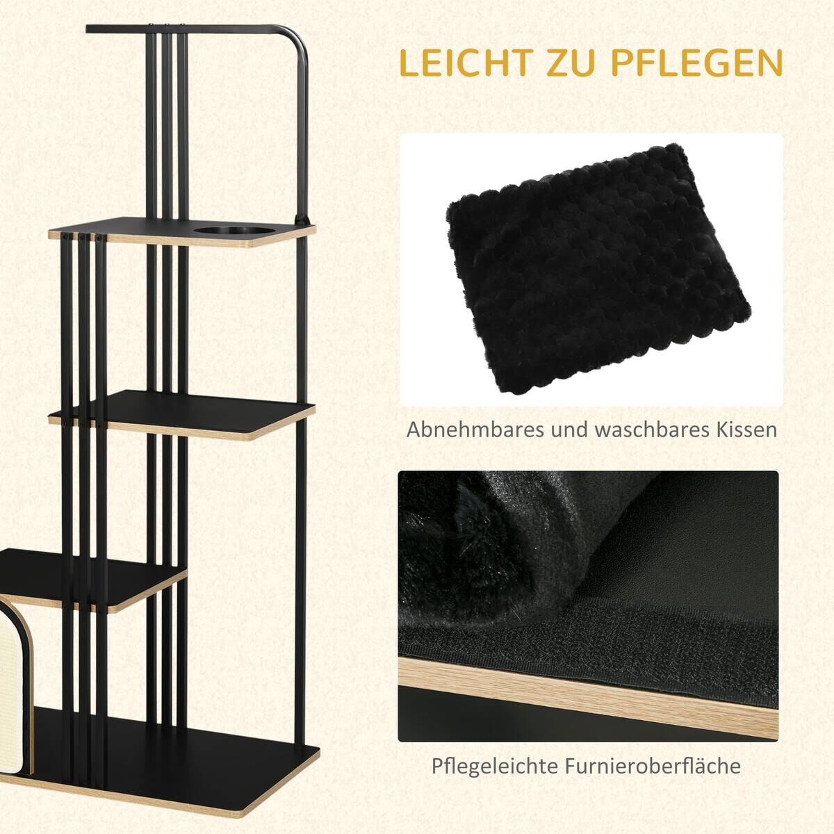 PawHut Kratzbaum schwarz Polypropylen B/H/L: ca. 48x85x170 cm
