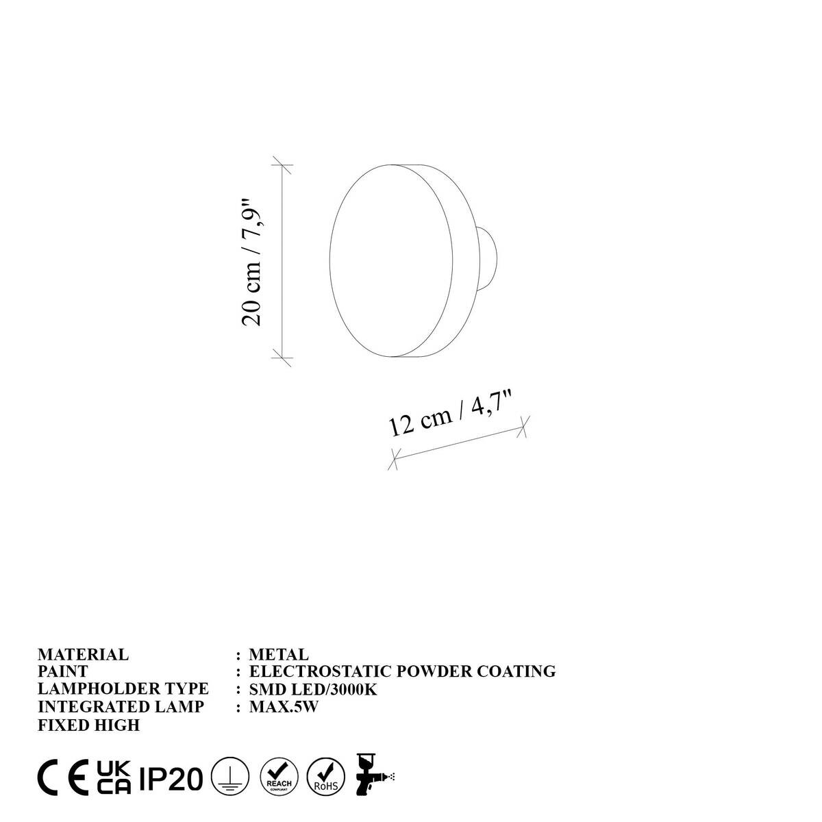 Opviq LED-Wandleuchte B/H/T: ca. 20x12x20 cm 1 Brennstellen
