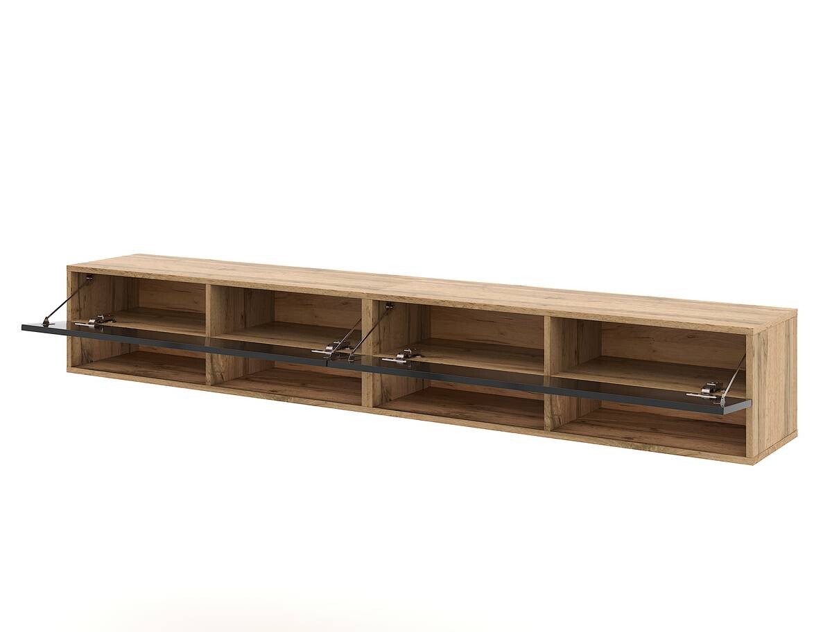TV-Lowboard TV LOWBOARD DERBY 280 Eiche Wotan Nachbildung schwarz glänzend B/H/T: ca. 280x32,5x31,5 cm