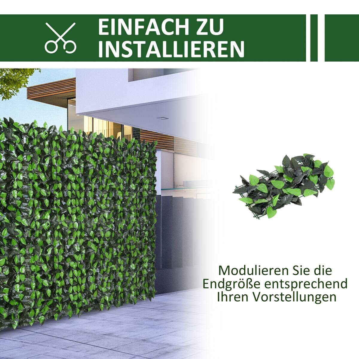 Outsunny Künstliche Hecke grün Kunststoff H/L: ca. 100x300 cm