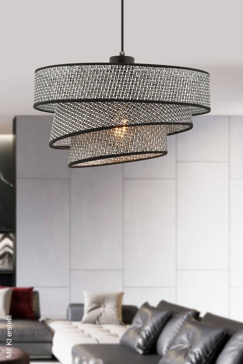 Opviq Pendelleuchte Couper grau schwarz Baumwolle Metall B/H/L: ca. 40x72x40 cm E27 1 Brennstellen