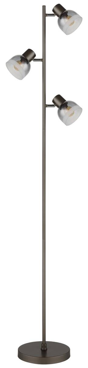 GLOBO Stehleuchte schwarz Rauch Metall Glas B/H/L: ca. 23x154x25 cm E14 3 Brennstellen