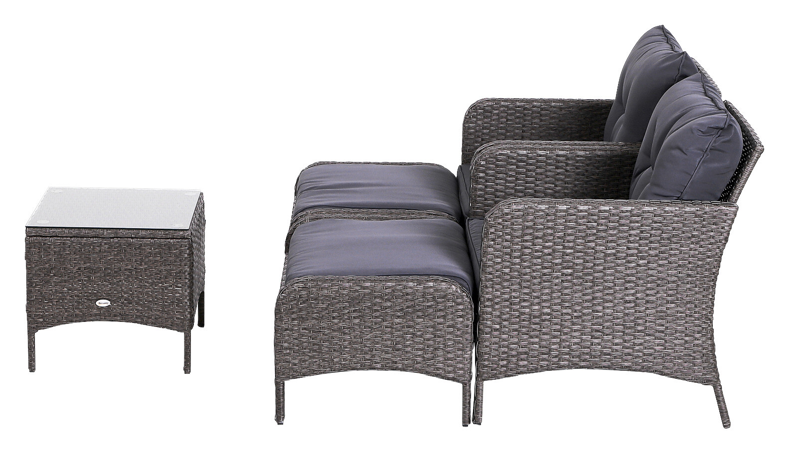 Outsunny Gartensitzgruppe dunkelgrau Polyrattan