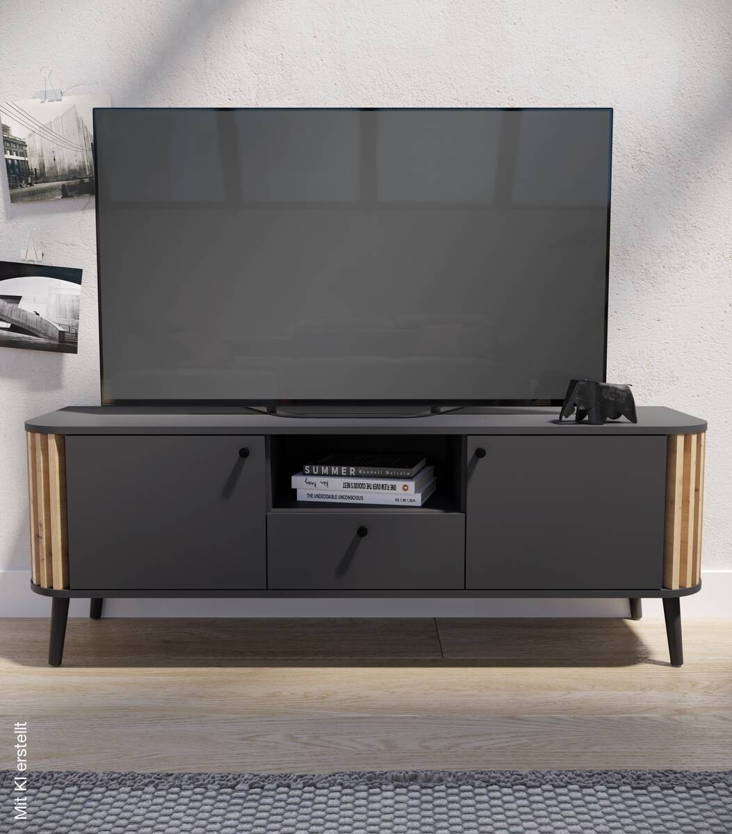 Lowboard PURE grau Eiche Artisan Nachbildung B/H/T: ca. 138x50x40 cm