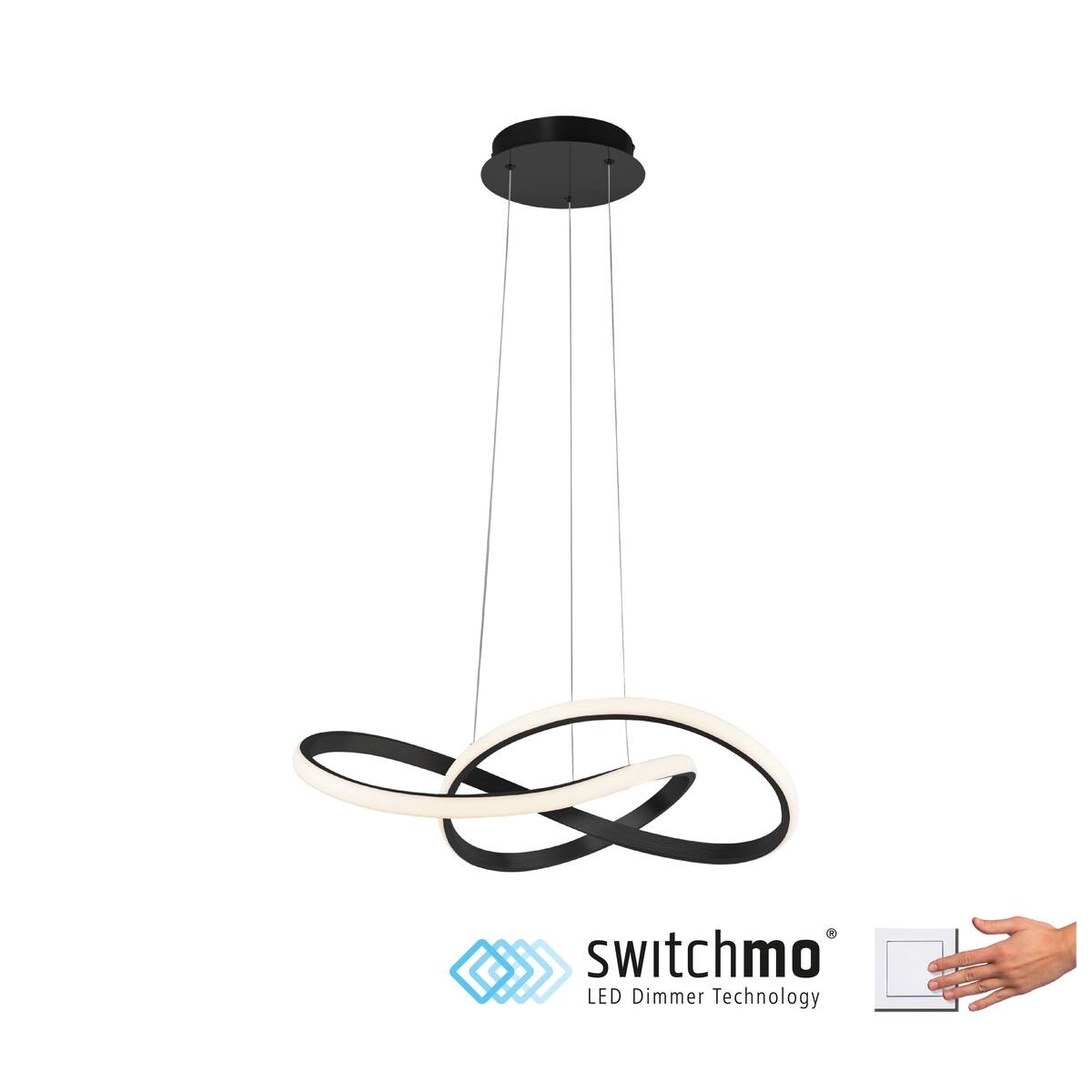 Just Light LED-Pendelleuchte MARIA 15402-18 schwarz Aluminium Gummi H/D: ca. 120x57 cm 1 Brennstellen